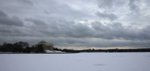 frozen Tidal Basin in Washington DC